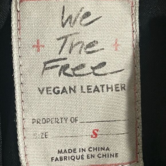 We The Free FP New Dawn Vegan Leather Black Removable Hood Motto Grunge Punk Jac - Picture 10 of 12